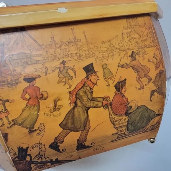 50s/60s Anton Pieck Art Decoupage PURSE or Storage Dickens Christmas Scenes - Picture 4 of 8